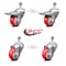 Service Caster 3.5 Inch Red Polyurethane Swivel 1/2 Inch Stem Caster Total Lock Brake SCC, 2PK SCC-TSTTL20S3514-PPUB-RED-121315-2S2 - alternate 2